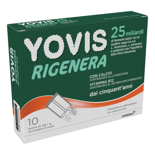 Yovis Rigenera 50+ - Alfasigma - 10 bustine - Integratore formulato per soggetti dai 50 anni di età per il riequilibrio della flora intestinale