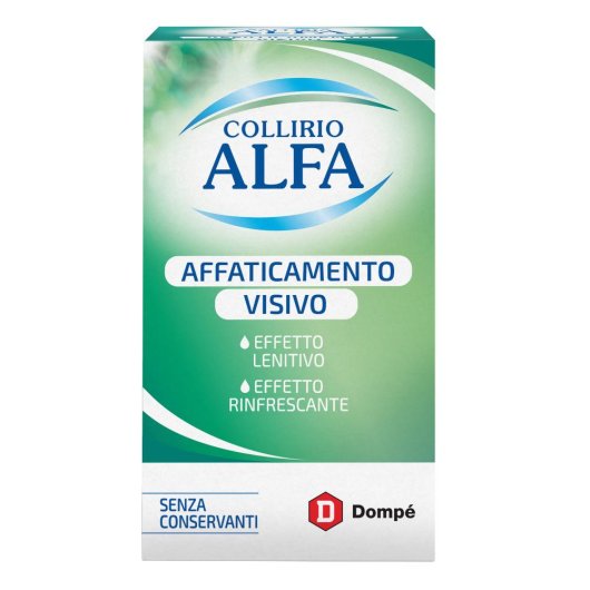 Collirio Alfa Pluridose - AFFATICAMENTO VISIVO - Dompé - 10 ml - Collirio ad azione rinfrescante e lenitiva in caso di occhi affaticati