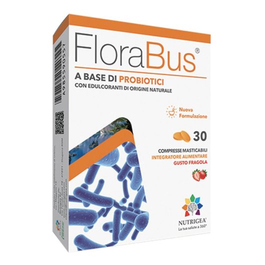 FloraBus - Nutrigea - 30 compresse masticabili - Integratore alimentare per favorire la digestione dei più giovani