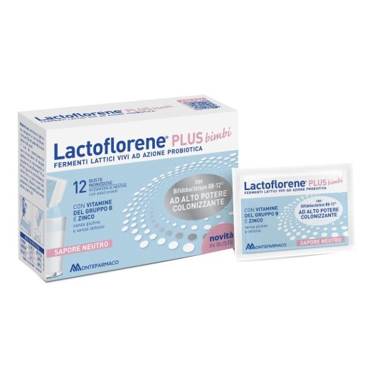 Lactoflorene Plus Bimbi - Montefarmaco - 12 bustine monodose -Integratore alimentare di Fermenti lattici vivi