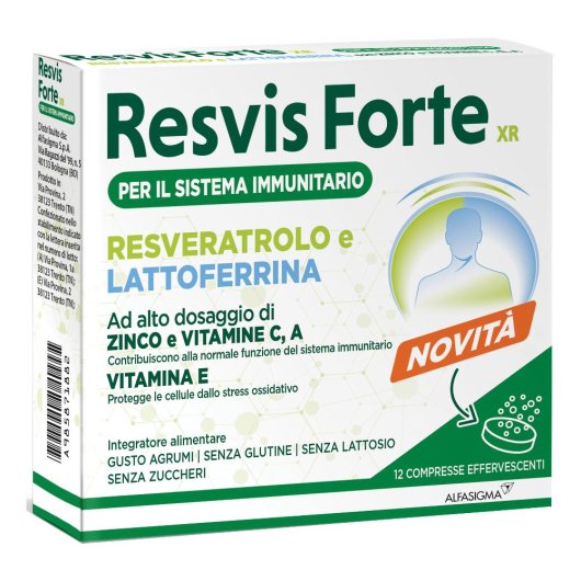 Resvis Forte XR - Alfasigma - 12 compresse effervescenti - Integratore alimentare che supporta il sistema immunitario durante i cambi di stagione