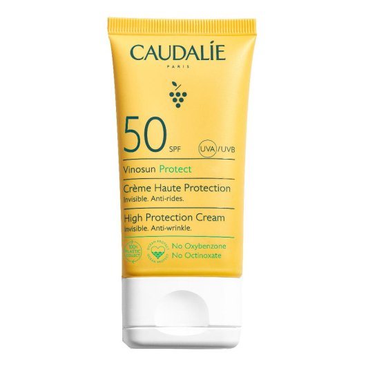 Caudalie Vinosun Crema Solare Viso Anti-rughe SPF 50 - Tubo da 50 ml - Crema solare che protegge la pelle dal foto-invecchiamento, agendo sulle rughe e idratandola