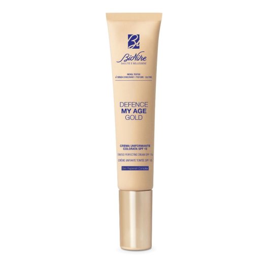 Bionike Defence My Age Gold Crema Uniformante Colorata con SPF 15 - Tubo da 40 ml - Prodotto perfezionante con microcapsule pigmentate che uniformano la pelle e le donano un colorito radioso e naturale