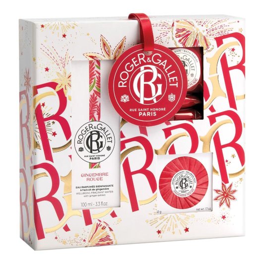 Roger&Gallet - Cofanetto Gingembre Rouge - Acqua profumata + Saponetta + 3 bombe bagno - Elegante cofanetto ottimo come idea regalo