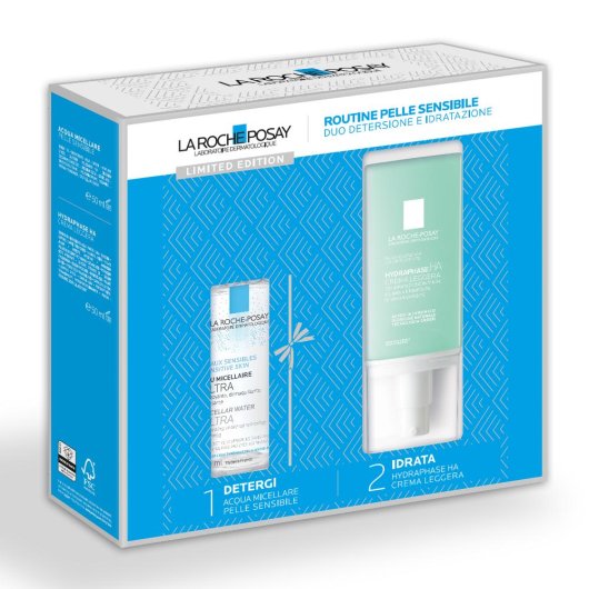 La Roche Posay Hydraphase Legere 50ml Natale 23 - Acqua Micellare Pelle Sensibile 50ml + Hydraphase HD Crema Leggera 50ml