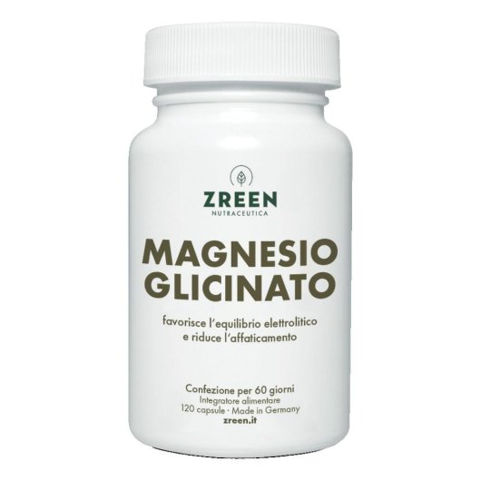 Zreen Magnesio Glicinato 120 Capsule – Magnesio Bisglicinato Puro al 100% ad Alta Biodisponibilità: Supporto per Ossa, Nervi e Contro la Stanchezza