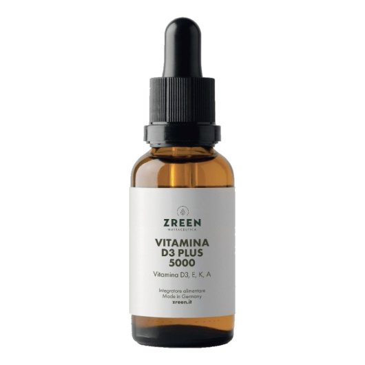 Zreen Vitamina D3 P 5000 Gocce 20ml – Integratore ad Alto Dosaggio con Vitamine K2 (MK-7), A ed E: Supporto per Carenze, Ossa e Sistema Immunitario
