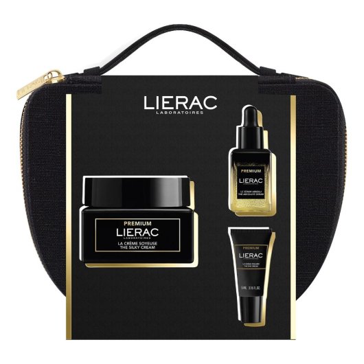 Lierac Cofanetto Premium Soyeuse - Natale 2024 Crema Viso Idratante Antirughe per Pelle Normale e Mista - Trattamento Completo Antietà 50 ml + Siero 13 ml + Contorno Occhi 5 m