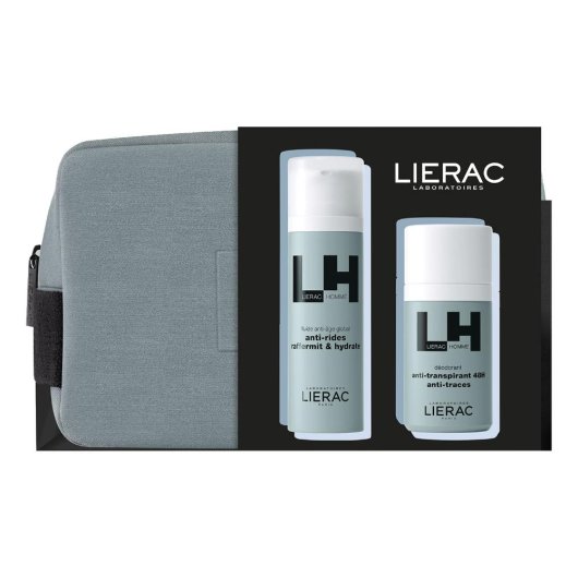 Lierac Cofanetto Uomo Anti-età Globale-Natale 2024-Fluido Anti-età 50 ml + Deodorante Anti-traspirante 48H 50 ml + Trousse