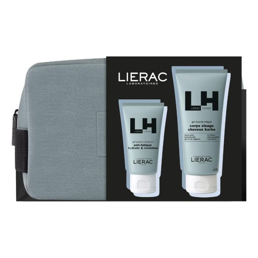 Lierac Cofanetto Uomo Natale 2024-Gel Idratante Energizzante 50 ml + Gel Doccia 3 in 1 Corpo Viso Capelli 200 ml + Trousse