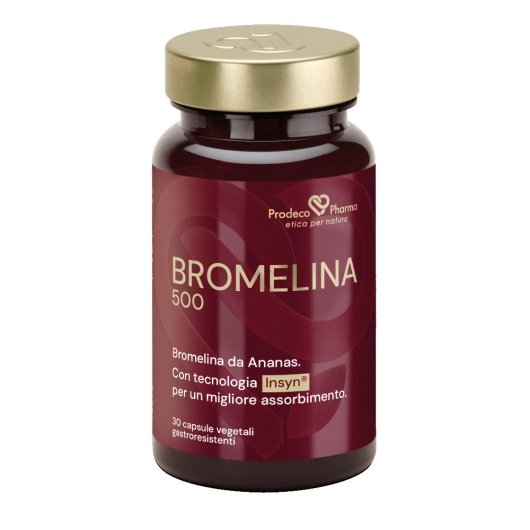 Prodeco Insyn Bromel 500 30 Capsule – Integratore di Bromelina da Ananas 1250 GDU per Drenaggio Liquidi, Microcircolo, Cellulite e Digestione (Senza Glutine)