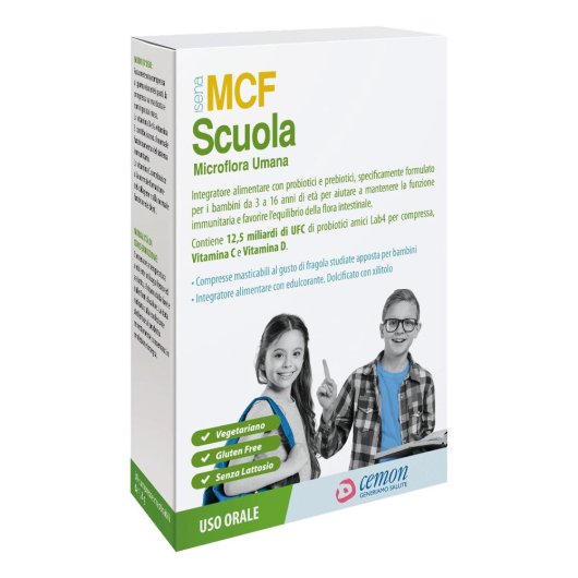 Microflor Scuola 30 Compresse Masticabili – Integratore per Difese Immunitarie e Flora Intestinale dei Bambini con Probiotici Vitamina D e Vitamina C 