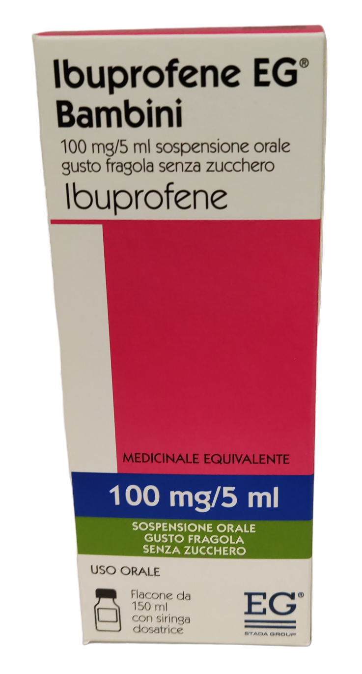 Ibuprofene EG Bambini Sospensione Orale 100mg/5ml Fragola Senza Zucchero