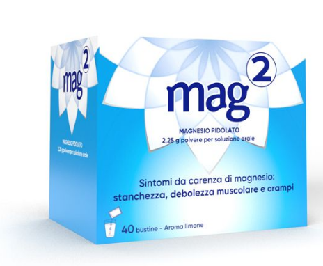 Mag 2 - 40 Bustine Granulato - Magnesio Pidolato ad Alto Assorbimento per Crampi, Debolezza e Stanchezza Intensa